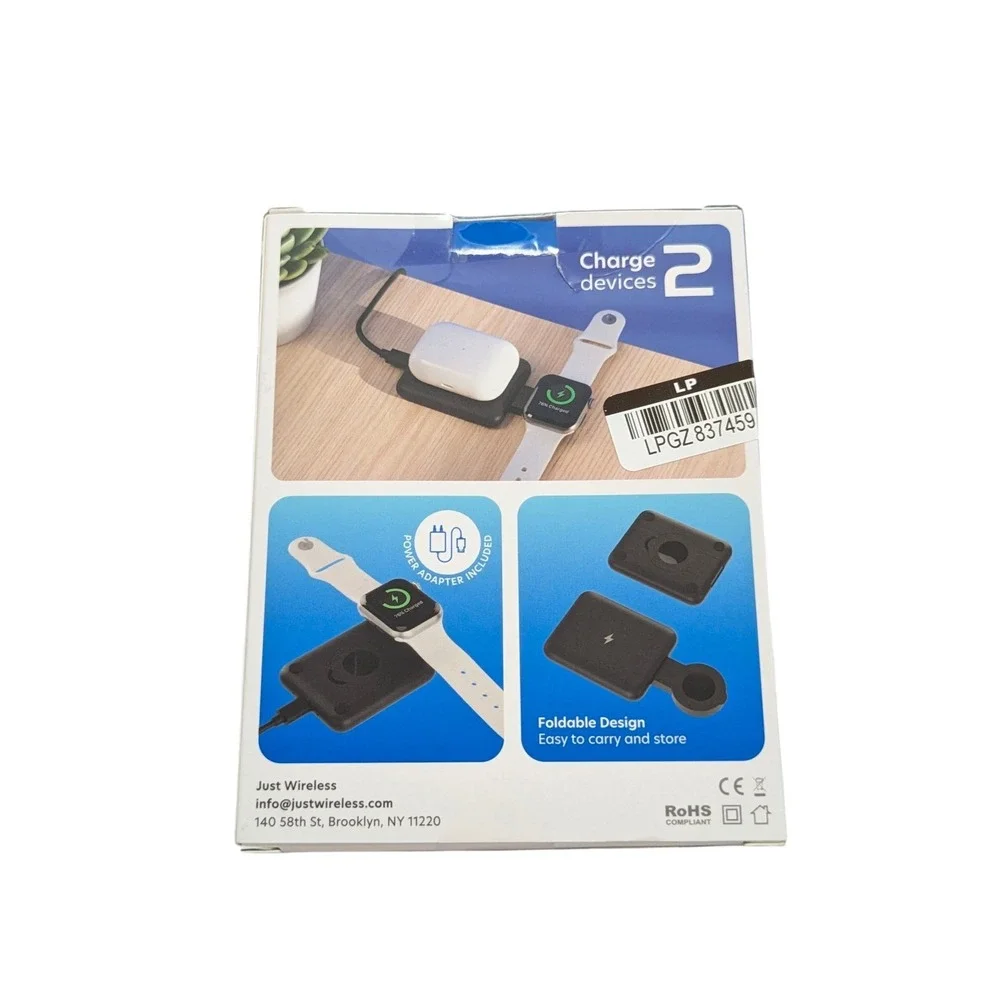 R7O Just Wireless 2-in-1 Portable Wireless Charging Pad -‎ Black